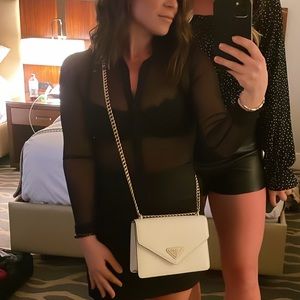 Sheer Black Cropped Buttondown